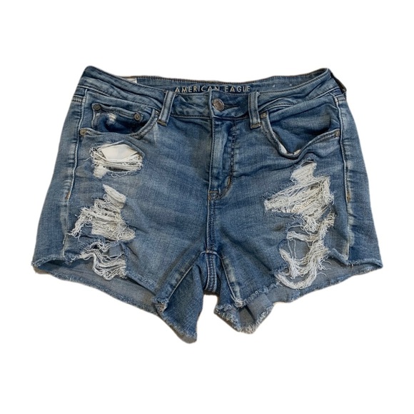 American Eagle Ne(x)t Level Stretch Distressed Denim Shorts - Size 10 - Picture 1 of 8